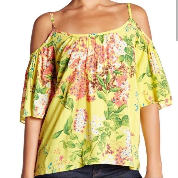 Plenty By Tracy Reese Anthropologie Yellow Floral Blouse Small Cottagecore - Picture 1 of 9